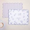 Watercolor Pancakes & Pajamas Birthday Party Blue Floral Placemats & Blue Stripe Placemats by Pretty Plain Paper for a Pancakes and Pajamas Party