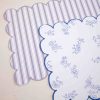 Watercolor Pancakes & Pajamas Birthday Party Blue Floral Placemats & Blue Stripe Placemats by Pretty Plain Paper for a Pancakes and Pajamas Party
