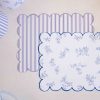 Watercolor Pancakes & Pajamas Birthday Party Blue Floral Placemats & Blue Stripe Placemats by Pretty Plain Paper for a Pancakes and Pajamas Party