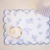 Watercolor Pancakes & Pajamas Birthday Party Blue Floral Placemats & Blue Stripe Placemats by Pretty Plain Paper for a Pancakes and Pajamas Party