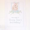Watercolor Blue Bunny Birthday Party Welcome Sign by Pretty Plain Paper for a Some Bunny is One Birthday Party or a Bunny Birthday Theme