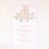 Watercolor Pink Bunny Birthday Party Welcome Sign by Pretty Plain Paper for a Some Bunny is One Birthday Party or a Bunny Birthday Theme