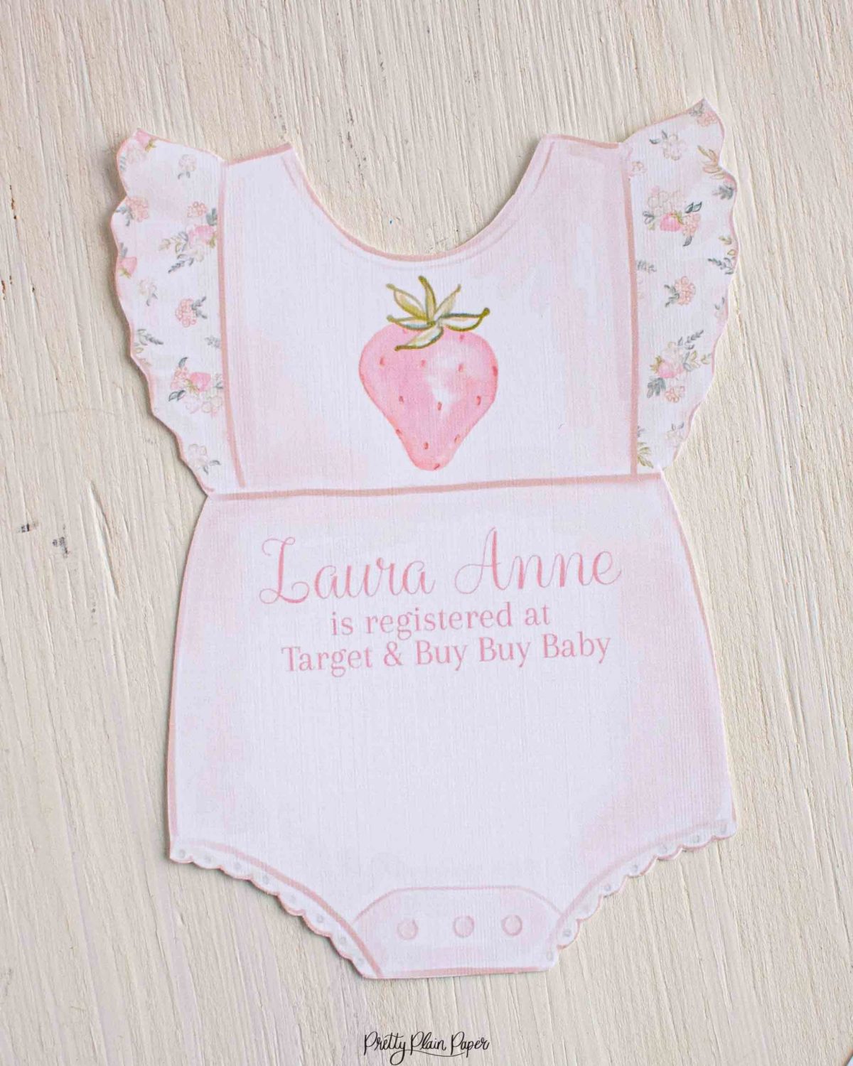 Pink Strawberry Baby Shower Invitation for a Berry Sweet Little Baby Shower Invitation, or a Watercolor Strawberry Baby Shower Invitation or a Watercolor Pink Strawberry Party, Watercolor Strawberry, Pink Gingham, and Florals & other Birthday Party Decor Printables by Pretty Plain Paper, Strawberry Theme Birthday Party Decor