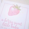 Pink Strawberry Baby Shower Invitation for a Watercolor Berry Sweet Little Baby Shower Invitation, or a Watercolor Strawberry Baby Shower Invitation or a Watercolor Pink Strawberry Party, Watercolor Strawberry, Pink Gingham, and Florals & other Birthday Party Decor Printables by Pretty Plain Paper, Strawberry Theme Birthday Party Decor
