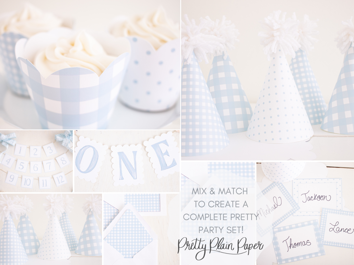 Blue Gingham Party by Pretty Plain Paper