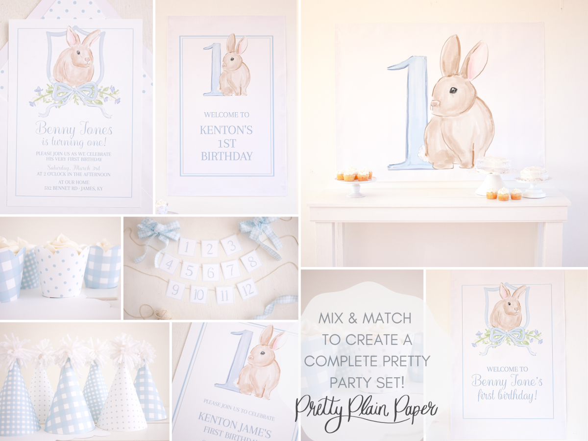 Bunny Birthday Party Printables by Pretty Plain Paper