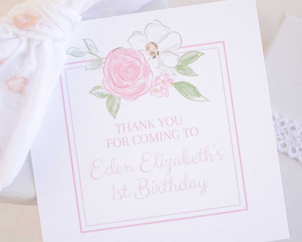 Pink Floral Favor Tag by Pretty Plain Paper