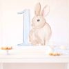 Watercolor Blue Bunny Birthday Party Backdrop by Pretty Plain Paper for a Some Bunny is One Birthday Party or a Bunny Birthday Theme