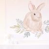 Watercolor Pink Floral Bunny Birthday Party Backdrop by Pretty Plain Paper for a Some Bunny is One Birthday Party or a Bunny Birthday Theme