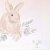 Watercolor Pink Floral Bunny Birthday Party Backdrop by Pretty Plain Paper for a Some Bunny is One Birthday Party or a Bunny Birthday Theme