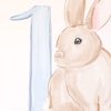 Watercolor Blue Bunny Birthday Party Backdrop by Pretty Plain Paper for a Some Bunny is One Birthday Party or a Bunny Birthday Theme