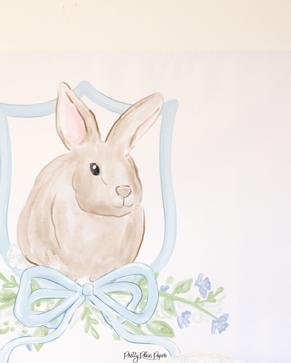 Watercolor Blue Bunny Birthday Party Backdrop by Pretty Plain Paper for a Some Bunny is One Birthday Party or a Bunny Birthday Theme