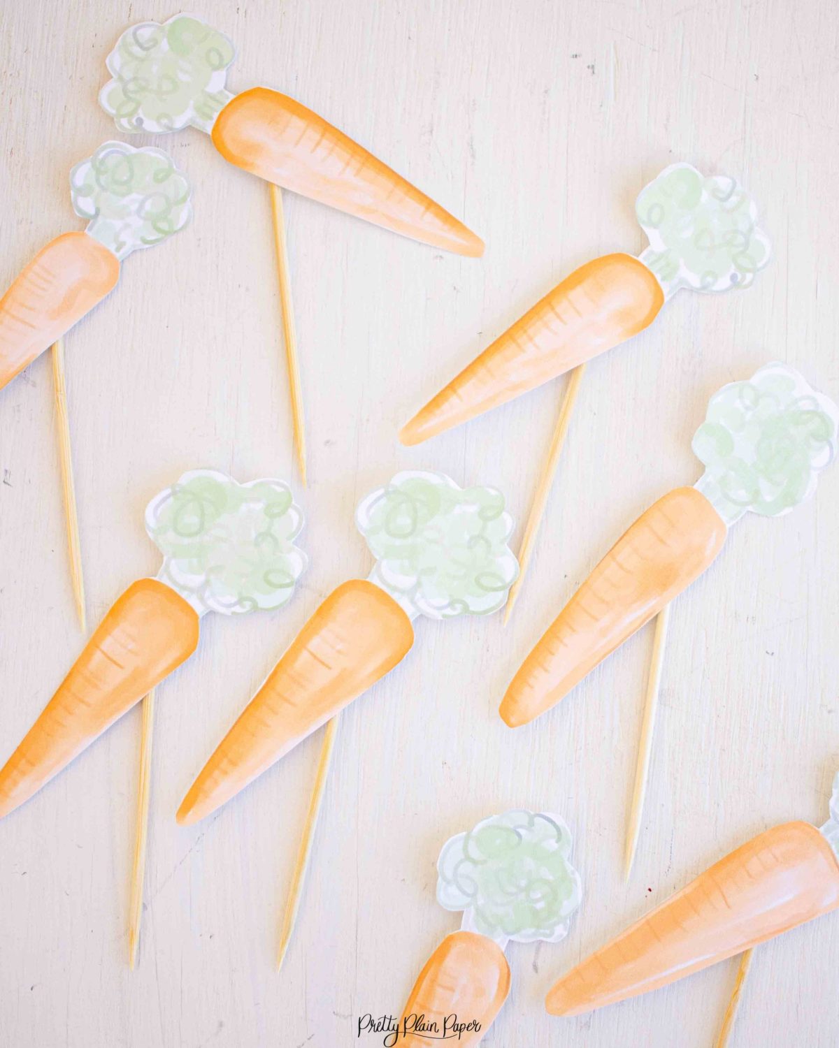 Watercolor Carrot Cupcake Toppers for a Bunny Birthday Party