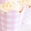 Pink Gingham and Pink Pattern Dot Cupcake Wrappers by Pretty Plain Paper