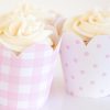 Pink Gingham and Pink Pattern Dot Cupcake Wrappers by Pretty Plain Paper
