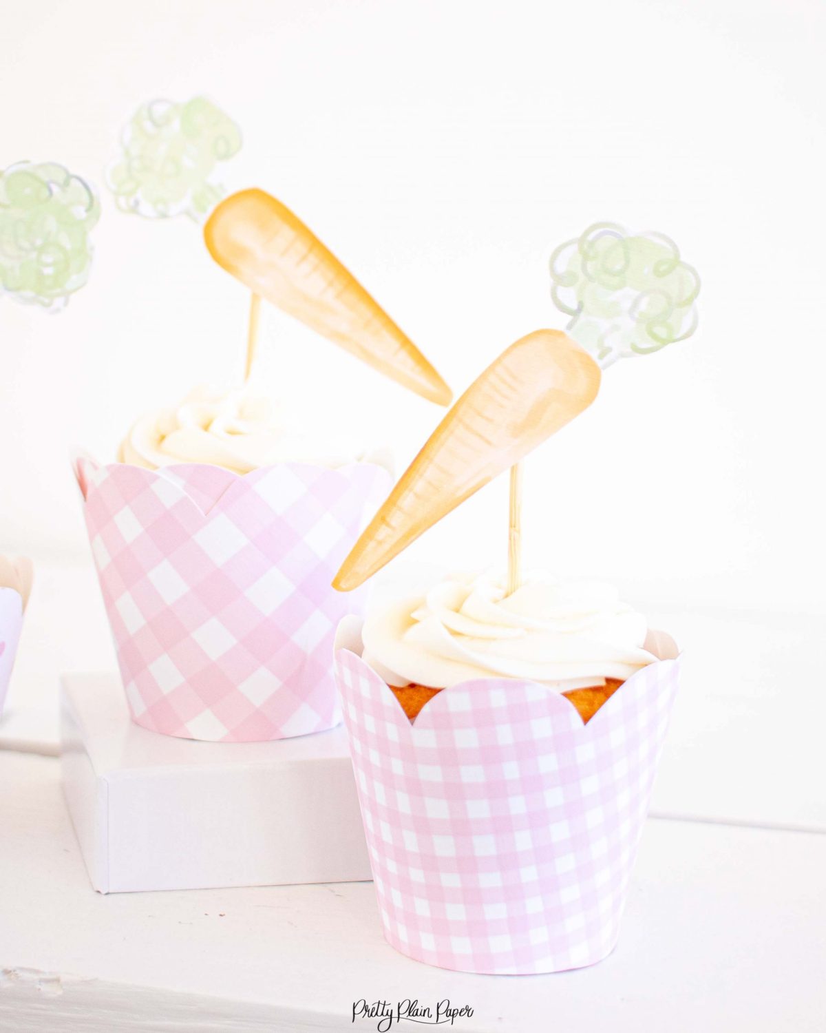 Watercolor Carrot Cupcake Toppers for a Bunny Birthday Party