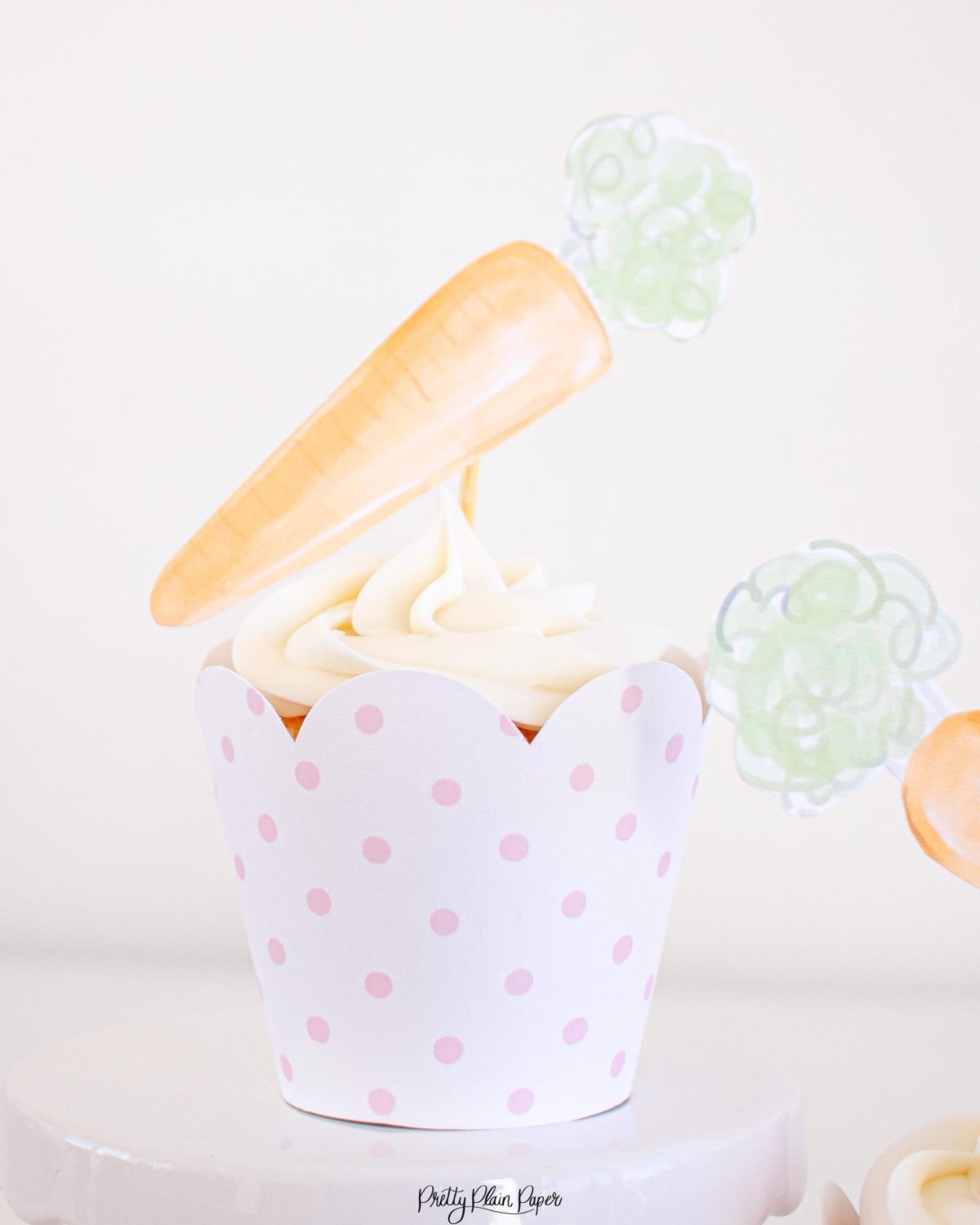 Watercolor Carrot Cupcake Toppers for a Bunny Birthday Party