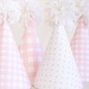 Pink Gingham and Pink Pattern Dot Party Hats by Pretty Plain Paper
