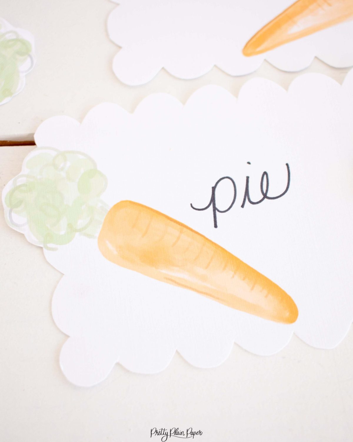 Carrot Food and Beverage Labels for a Bunny Theme Birthday Party by Pretty Plain Paper