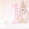 Watercolor Pink Floral Bunny Birthday Party Backdrop by Pretty Plain Paper for a Some Bunny is One Birthday Party or a Bunny Birthday Theme