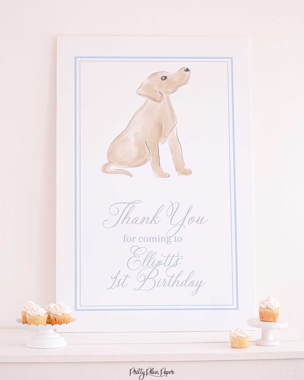 Snips and Snails Welcome Sign for a Snips and Snails and Puppy Dog Tails Puppy Dog Birthday by Pretty Plain Paper