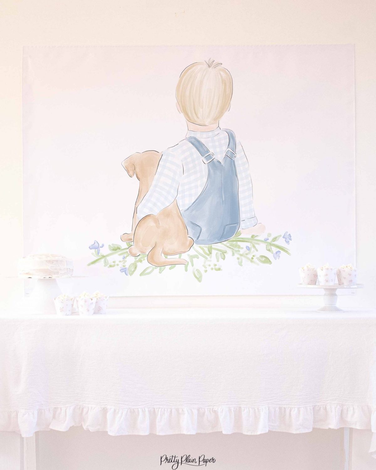 Snips and Snails Backdrop for a Puppy Dog Birthday by Pretty Plain Paper