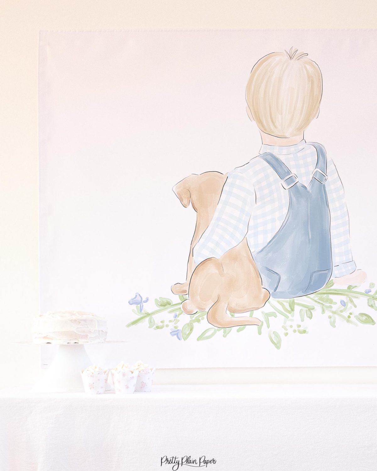 Snips and Snails Backdrop for a Puppy Dog Birthday by Pretty Plain Paper