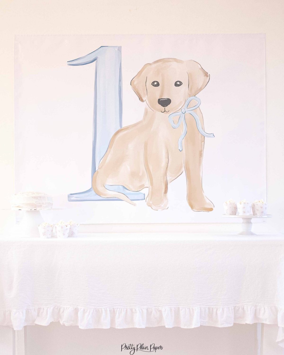 Snips and Snails Backdrop for a Puppy Dog Birthday by Pretty Plain Paper