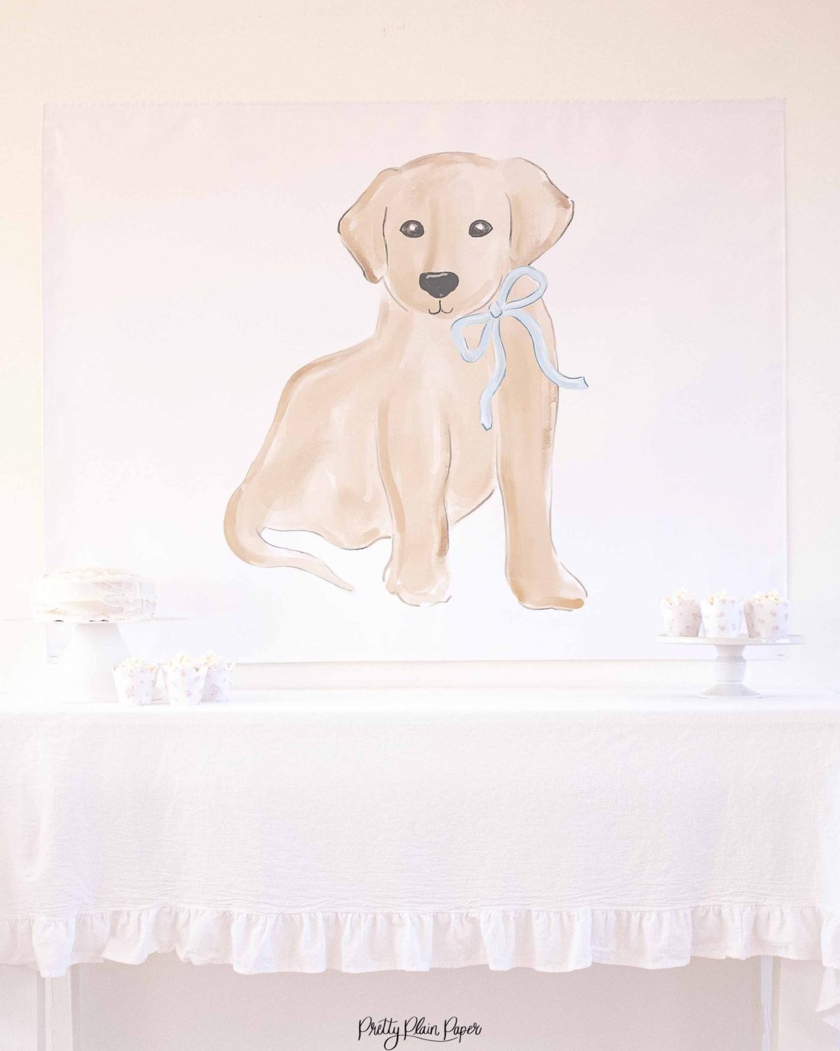 Snips and Snails Backdrop for a Puppy Dog Birthday by Pretty Plain Paper