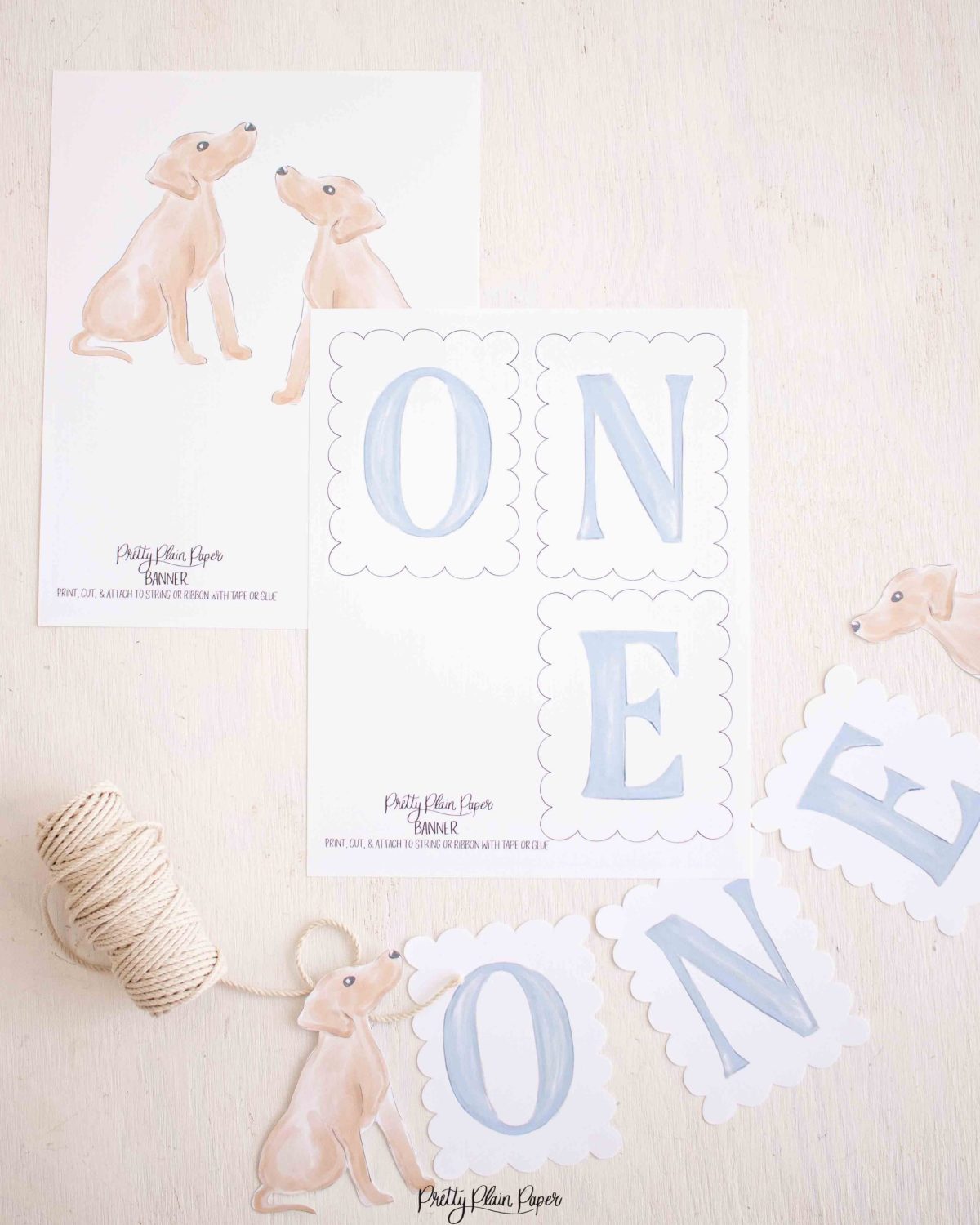 Watercolor Blue ONE Highchair Banner by Pretty Plain Paper