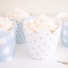 Blue Gingham and Polka Dot Cupcake Wrappers by Pretty Plain Paper