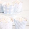Blue Gingham and Polka Dot Cupcake Wrappers by Pretty Plain Paper