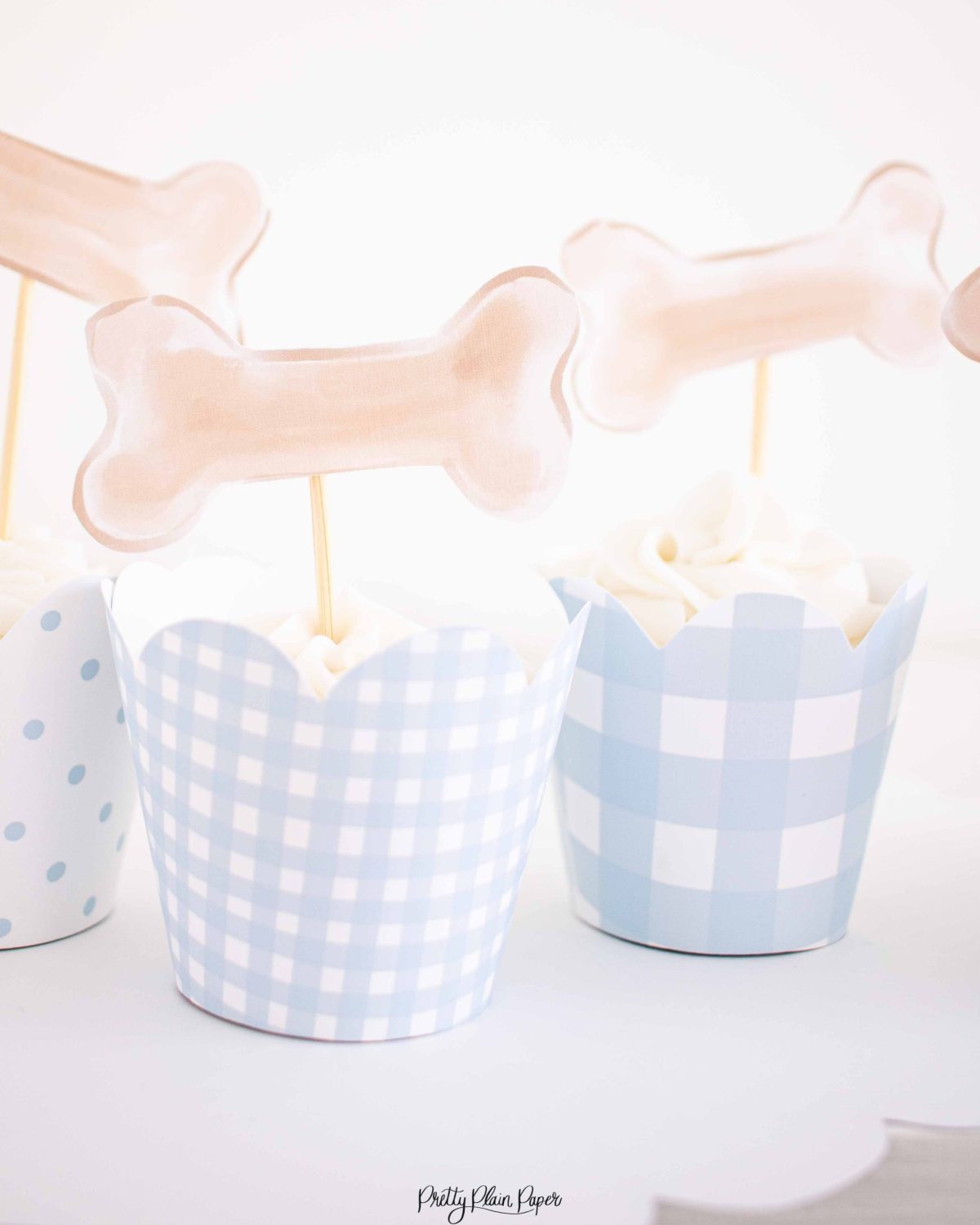 Puppy Dog Bone Cupcake Toppers for a Snips and Snails and Puppy Dog Tails Birthday by Pretty Plain Paper