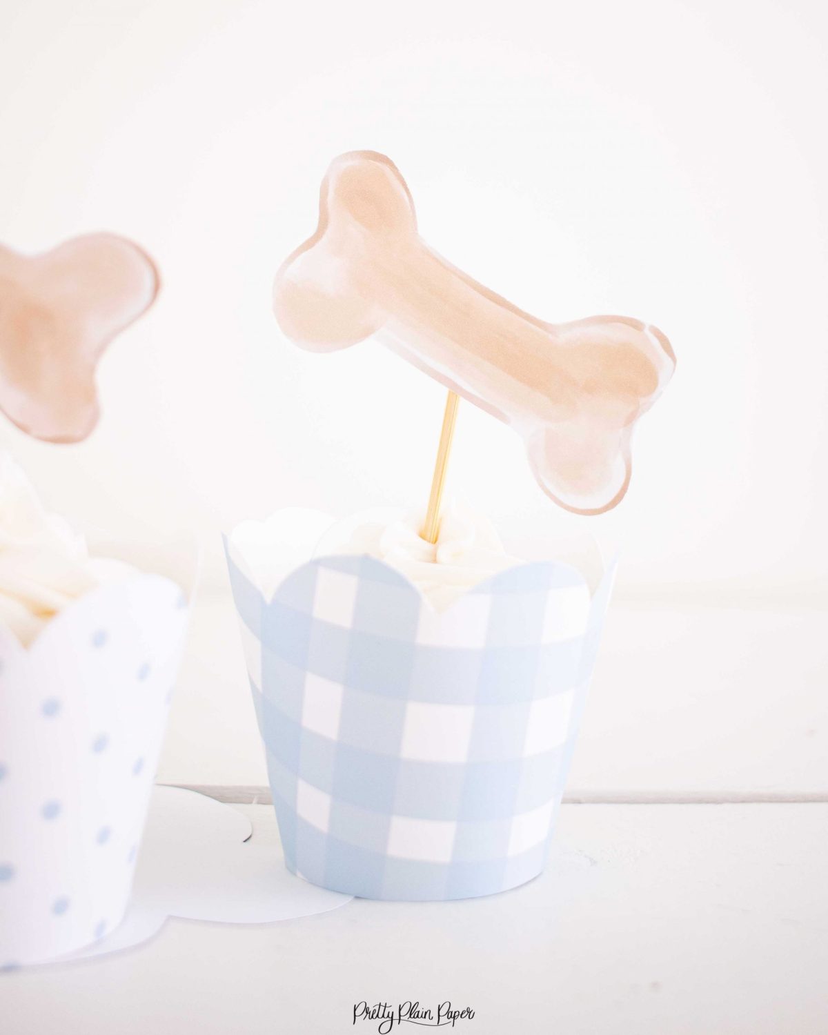 Puppy Dog Bone Cupcake Toppers for a Snips and Snails and Puppy Dog Tails Birthday by Pretty Plain Paper