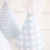 Blue Gingham Pattern Party Hats & Blue Polka Dots Party Hats by Pretty Plain Paper