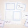 Blue Gingham and Dot Pattern Place Cards or Food and Beverage Labels for a Blue Gingham Birthday by Pretty Plain Paper