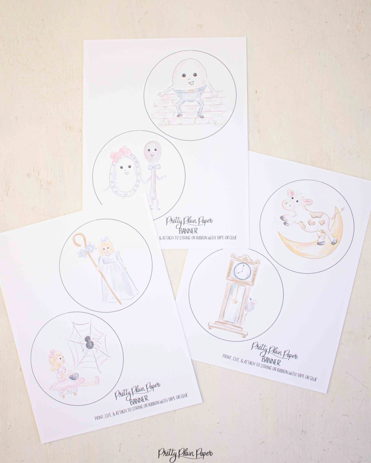 Watercolor Nursery Rhyme Birthday Banner by Pretty Plain Paper