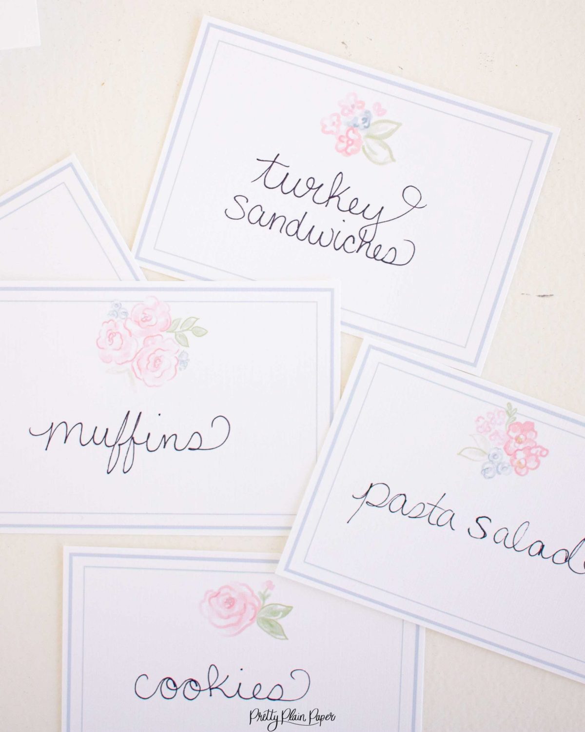 Pink Floral Food and Beverage Labels by Pretty Plain Paper