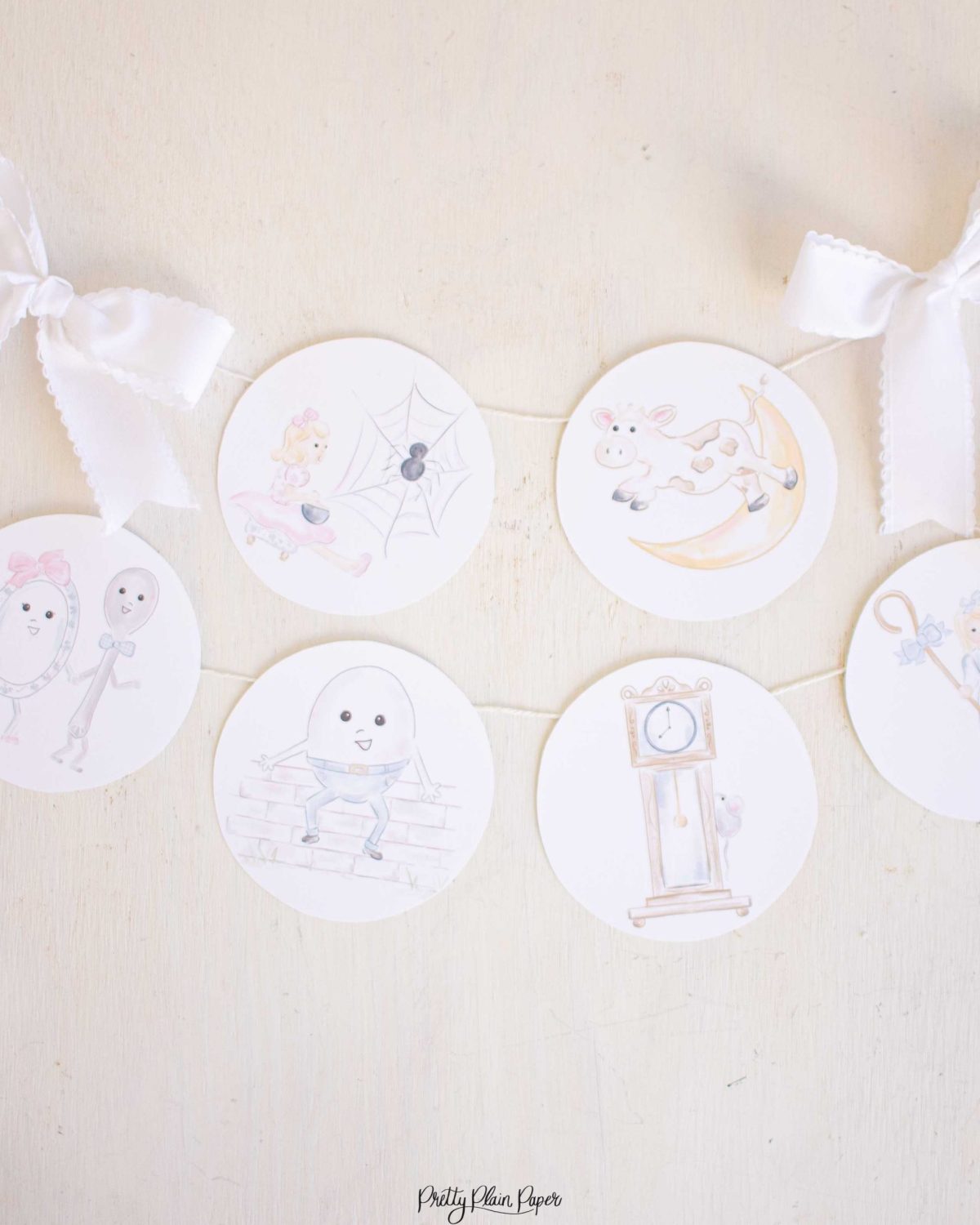 Watercolor Nursery Rhyme Birthday Banner by Pretty Plain Paper