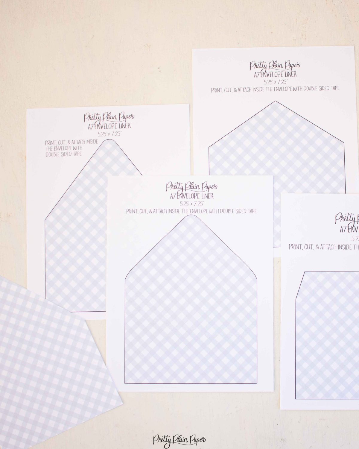Blue Gingham Envelope Liners by Pretty Plain Paper