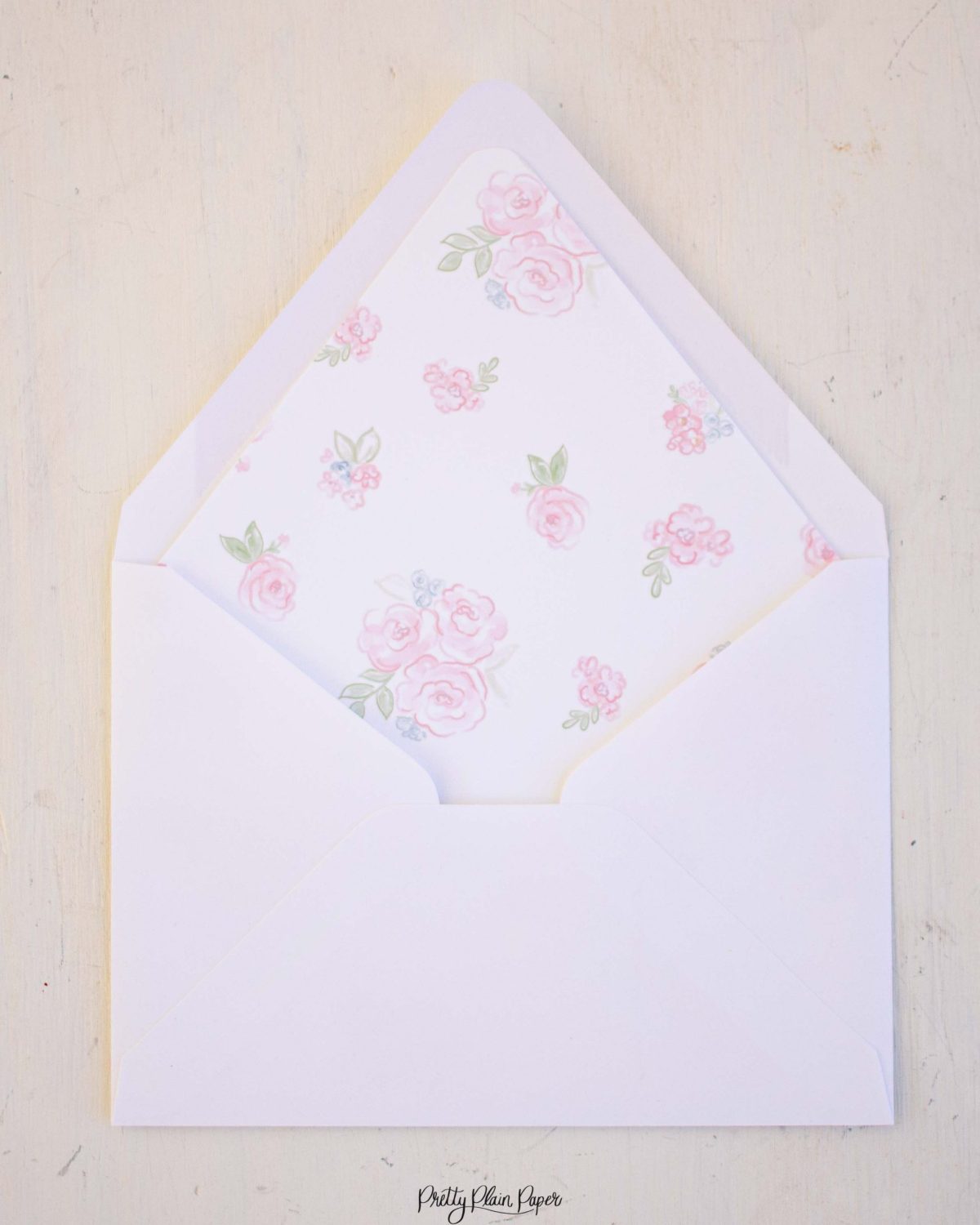 Pink Floral Envelope Liners by Pretty Plain Paper