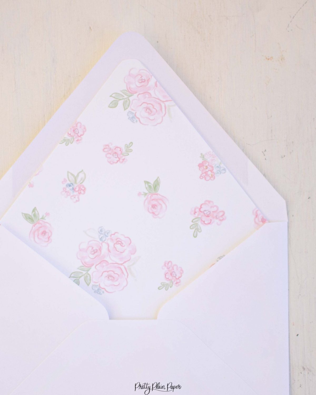 Pink Floral Envelope Liners by Pretty Plain Paper