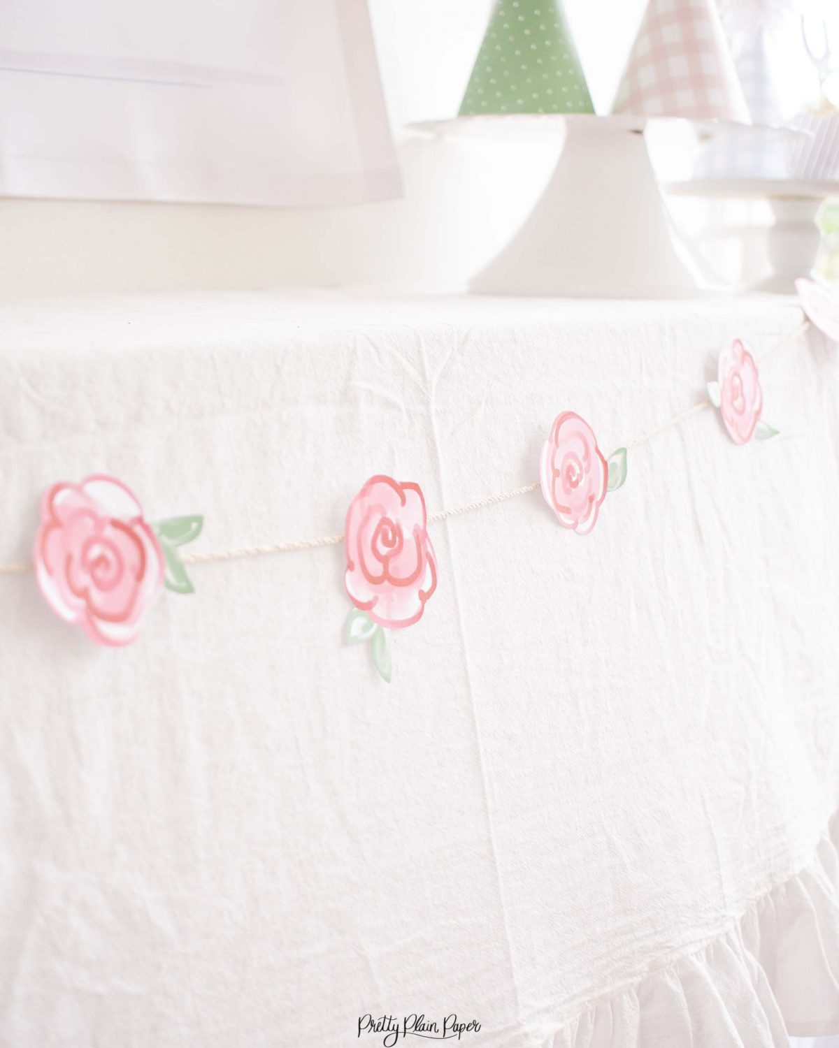Red Roses Banner for a Kentucky Derby Party Printable by Pretty Plain Paper