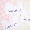 Watercolor Pink Bow Birthday Party, Invitation and Backdrop and Matching Party Decor by Pretty Plain Paper