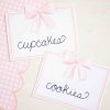 Watercolor Pink Bow Birthday Party, Invitation and Backdrop and Matching Party Decor by Pretty Plain Paper