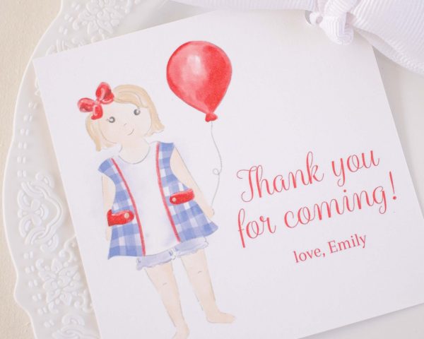 Watercolor Red White and Two Birthday Party Favor by Pretty Plain Paper