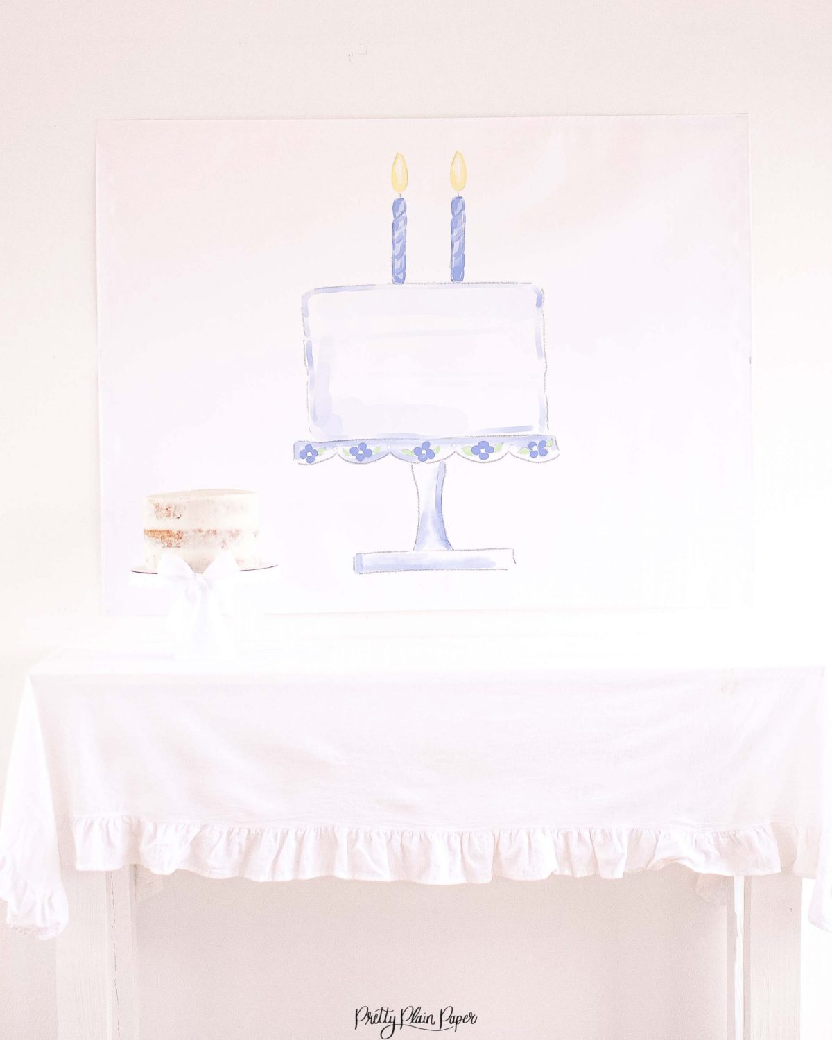 Watercolor Red White and Two Birthday Backdrop by Pretty Plain Paper