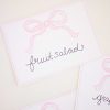 Watercolor Pink Bow Food and Beverage Labels by Pretty Plain Paper for a Pink Bow Birthday Party or Baby Shower