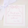 Watercolor Little Girl and Unicorn Favor Tag by Pretty Plain Paper for a Rainbow, Unicorns and Bows Birthday Party with Pink Gingham