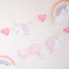 Watercolor Unicorns, Rainbows and Bows Birthday Party Banner by Pretty Plain Paper